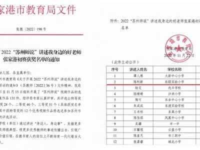 我校陈利新老师在2022年“苏州师说”张家港初赛中喜获特等奖